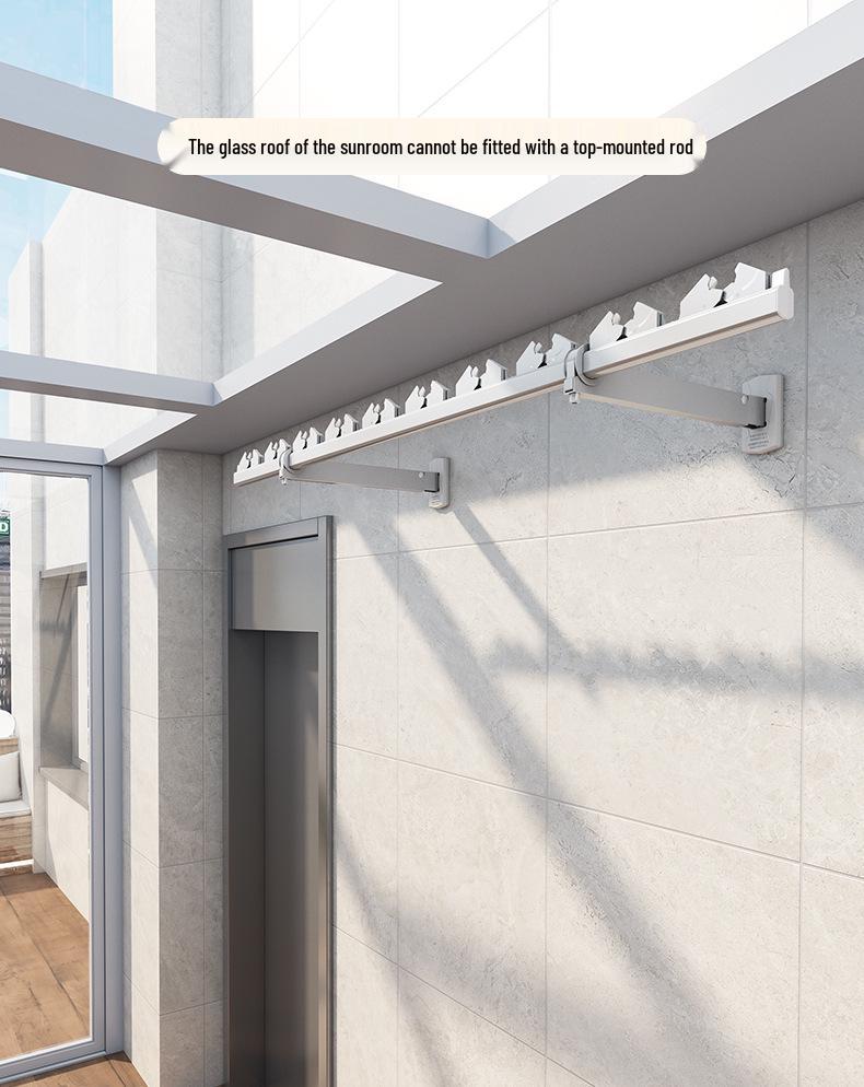 Folding Telescopic Wall-Mounted Clothes Drying Rack for Balcony or Bay Window