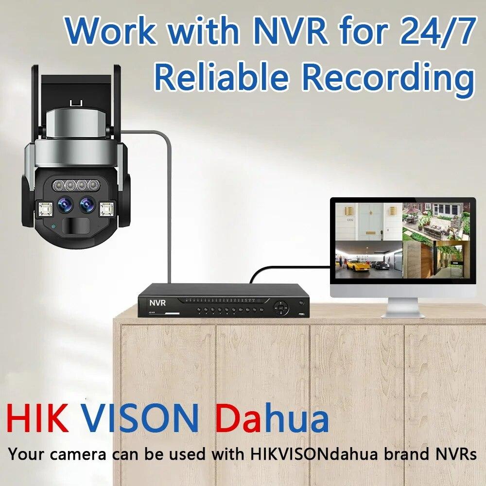 LS VISION EU Outdoor AI интеллектуальная WiFi камера с двумя объективами 10x Zoom 6MP цветная камера ночного видения высокой четкости IP66 водонепроницаемая