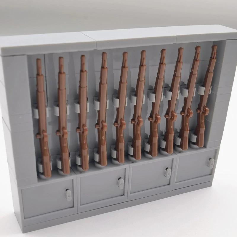 MOC военная стойка для оружия, строительные блоки, детали, игрушки «сделай сам», совместимые технические блоки, армейские аксессуары, игрушки для мальчиков, детский подарок