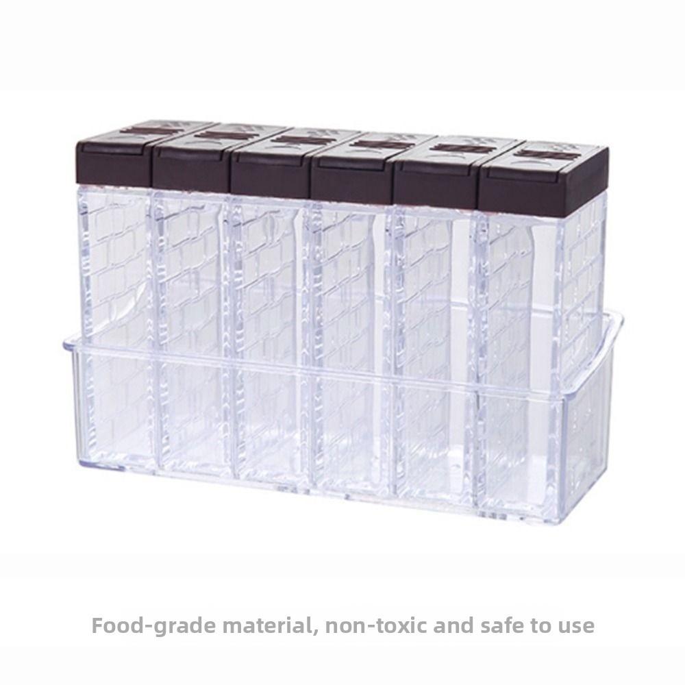6Pcs/Set 6-in-1 Seasoning Storage Box Double Opening Cover Seasoning Bottle Spice Canister Set  BBQ