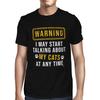 Мужская футболка 1Tee Предупреждение: Футболка "Я могу начать говорить о своей кошке"