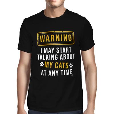 Мужская футболка 1Tee Предупреждение: Футболка "Я могу начать говорить о своей кошке"