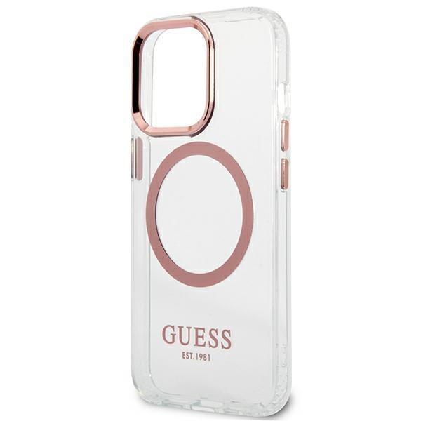 Guess Guhmp13Lhtrmp Iphone 13 Pro / 13 6,1 Różowy/Pink Twarde Etui Metalowa Konturka Magsafe