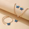 4pcs/set Classic Butterfly Pendant Necklace and Earrings Bracelet Set Party Jewelry Set for Women Accessories Gifts ADM