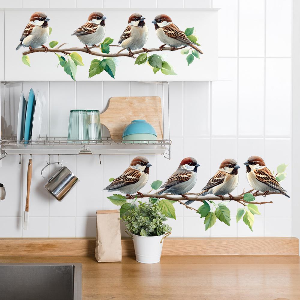 Painted Branches Birds Bedroom Study Home Background Beautification Decoration Wall Stickers