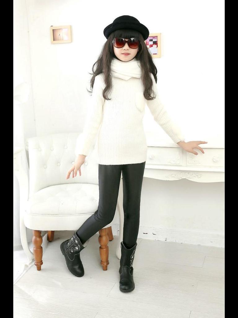 Новые леггинсы из искусственной кожи для девочек на осень/зиму с бархатной подкладкой