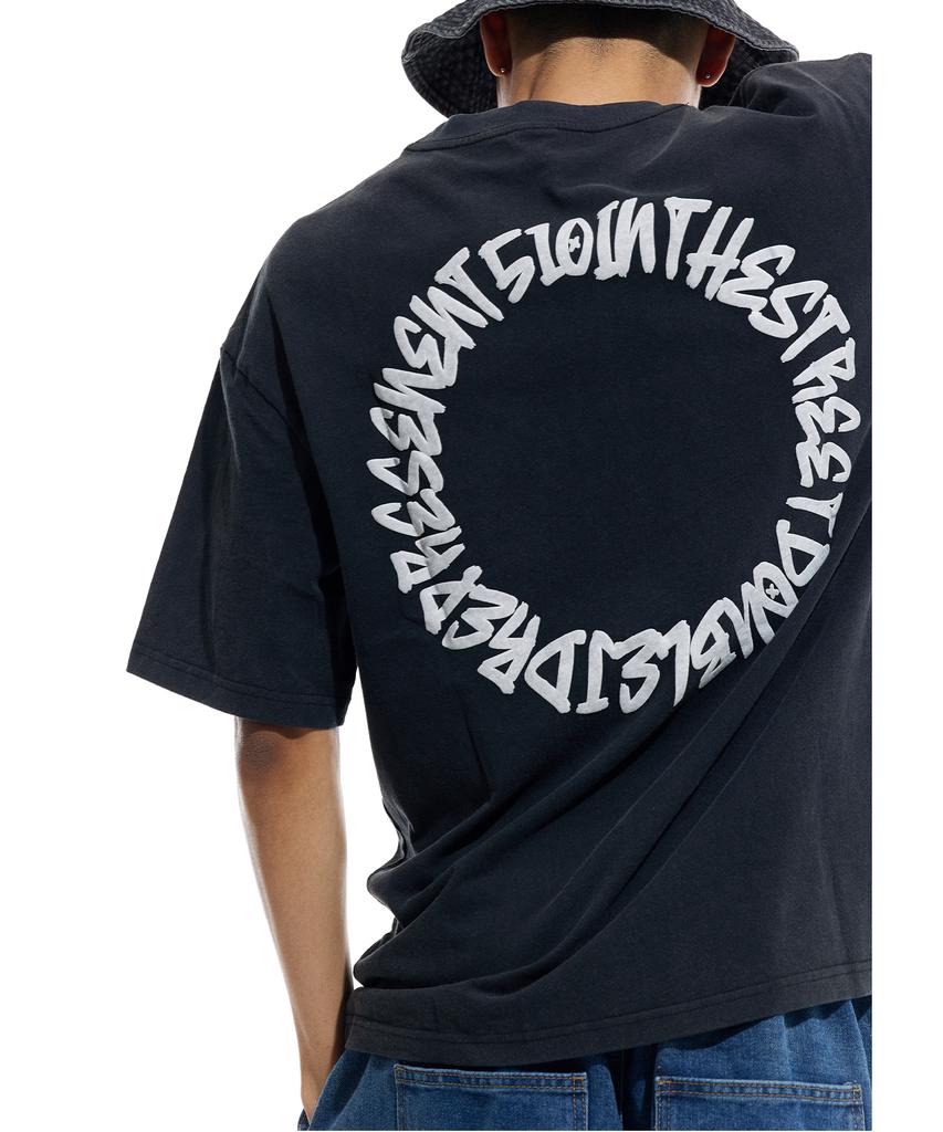 Короткая футболка с надписью DOUBLE JD Circle (черный)