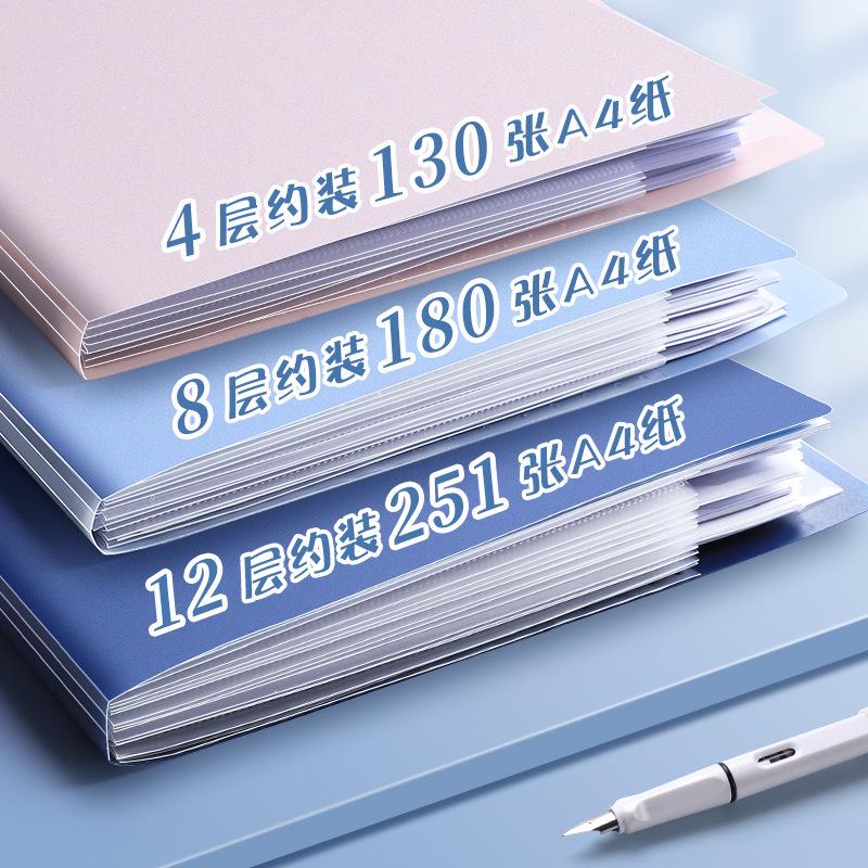 Многослойная папка-гармошка формата А4 с прозрачными вставками для организации студенческих работ