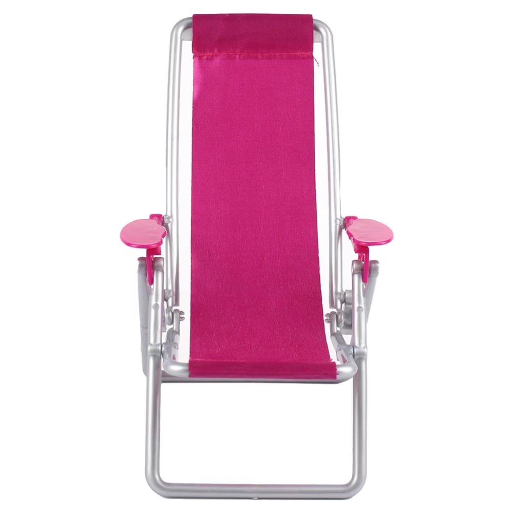 2Pcs Mini Dolls House Miniature Folding Beach Chairs Plastic Beach Lounge Chairs Dollhouse Furniture Accessories