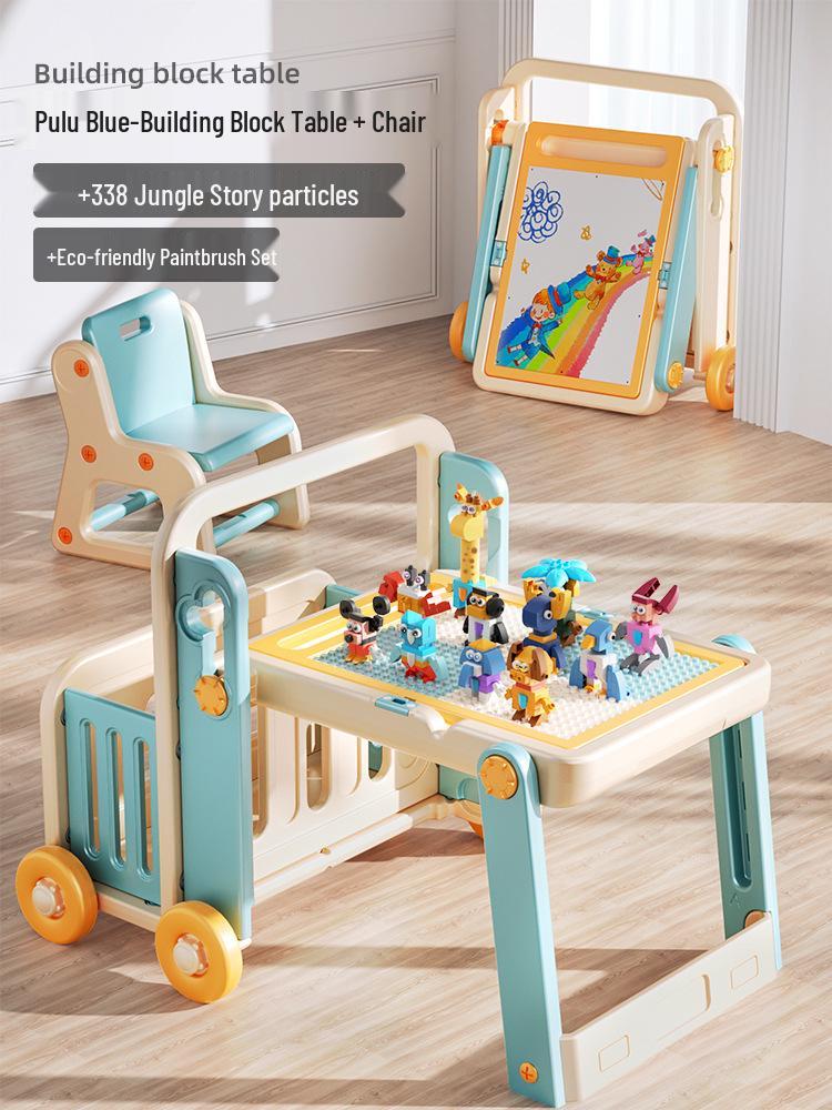 Manlong Convertible Building Block Table & Foldable Drawing Board - Educational Game Table for Boys & Girls, Ideal First Birthday Gift