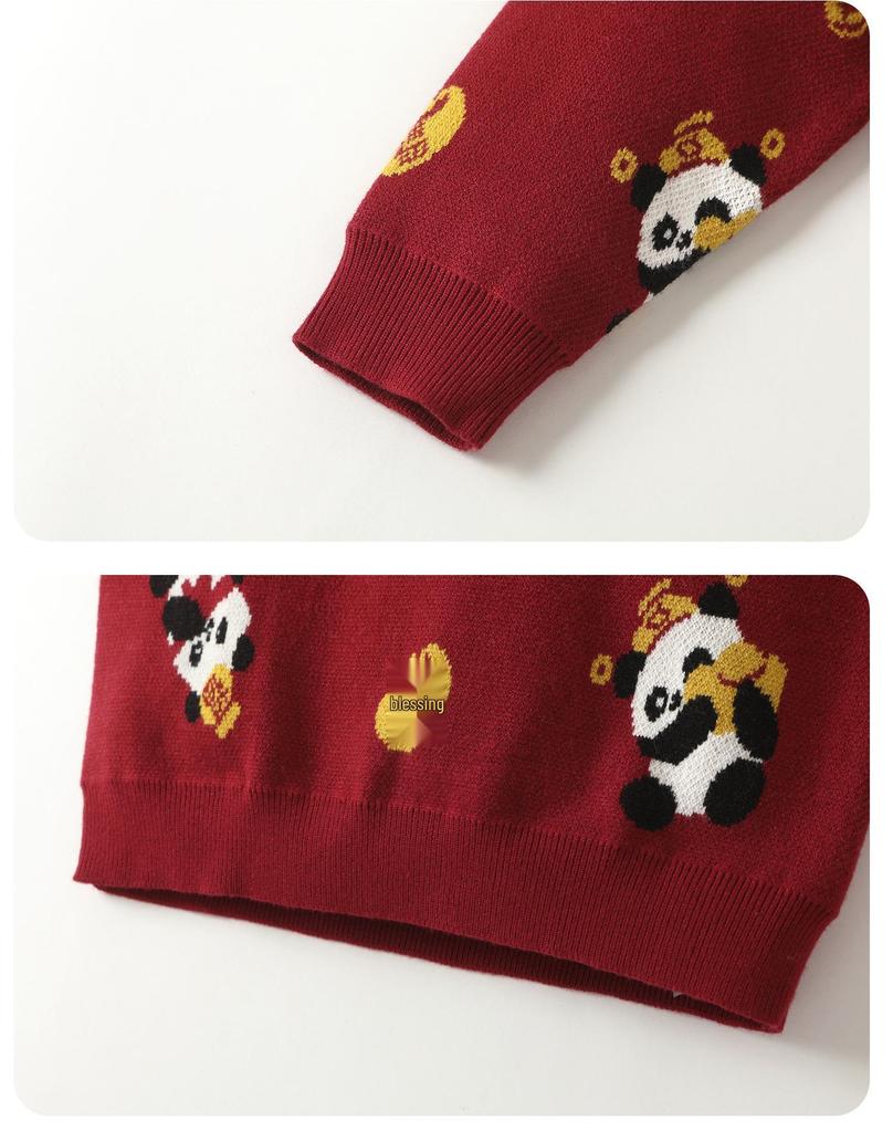 Kaka Panda Комплект: Новогодний свитер и утепленные комбинезоны для мальчиков - Модный детский зимний наряд