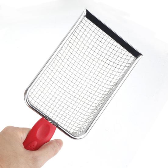 Совок для кошачьего туалета из нержавеющей стали, глубокий сетчатый совок, антипригарный совок для просеивания какашек, подъемник для кошачьих какашек для кошачьего туалета