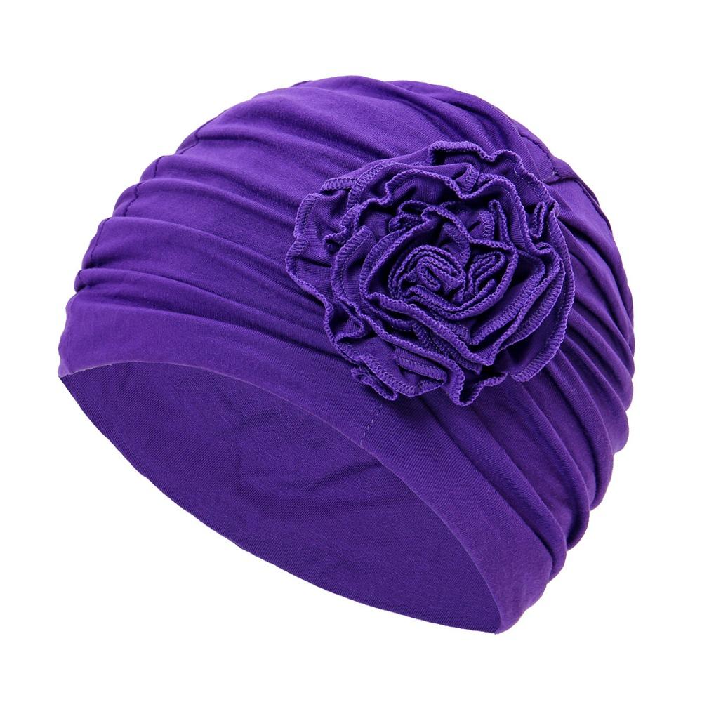 Double Layer Headscarf Hat 3D Flowers Headband Hat Simple Chemo Headwear Hat  For Women