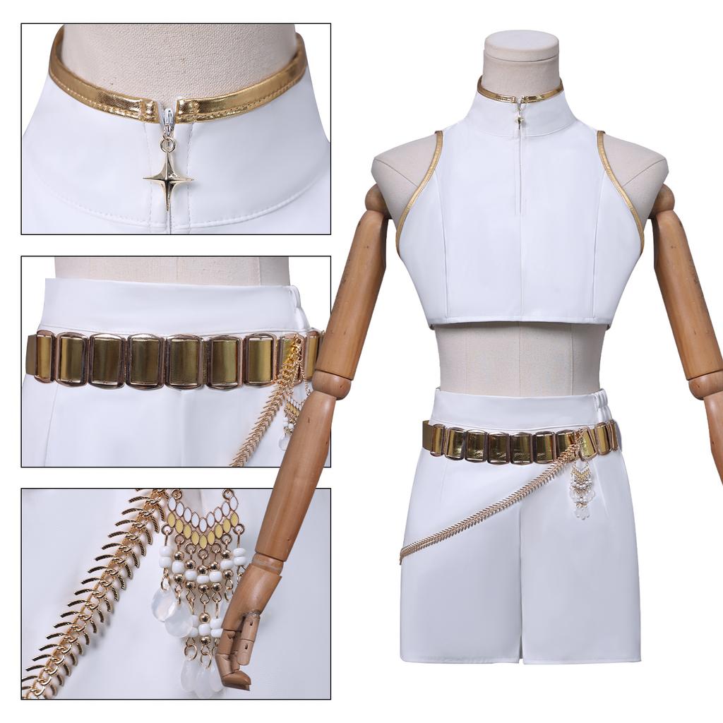 Kpop Охотник на демонов Huntrix Mira Rumi Zoey Косплей Костюм Парик Белый Костюм Корейская Волна Суперзвезда Идол Сценические Комплекты Хэллоуин