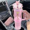 Yousheng 8Pcs Bling Cup Accessories for 8-46oz Tumbler Silicone Cup Boot Cute Bowknot Straw Topper Handle Strap Charms for Water Bottles
