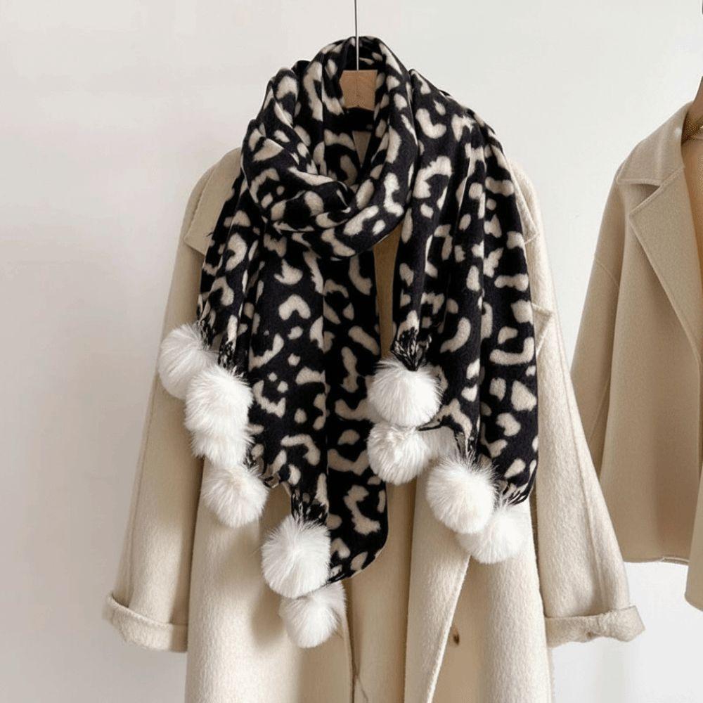 Thick Leopard Print Scarf Cozy Cashmere Feel Scarf Winter Shawl Wrap Ski Resort