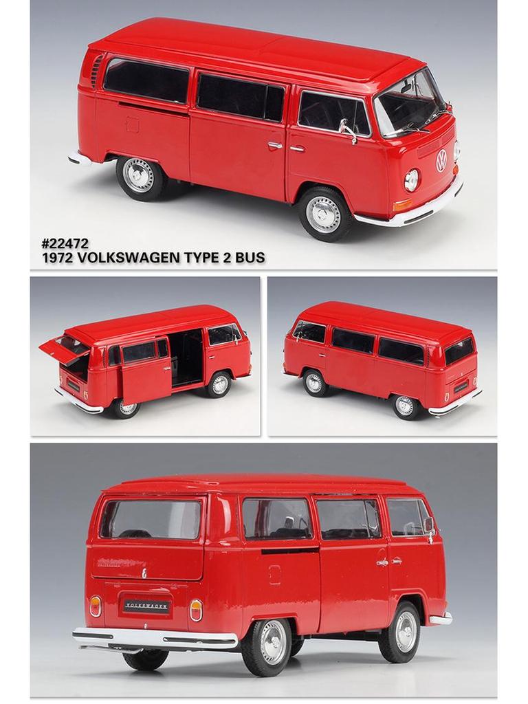 Volkswagen 1972 T2 Автобус Фургон 1:24 Модель из сплава Игрушка