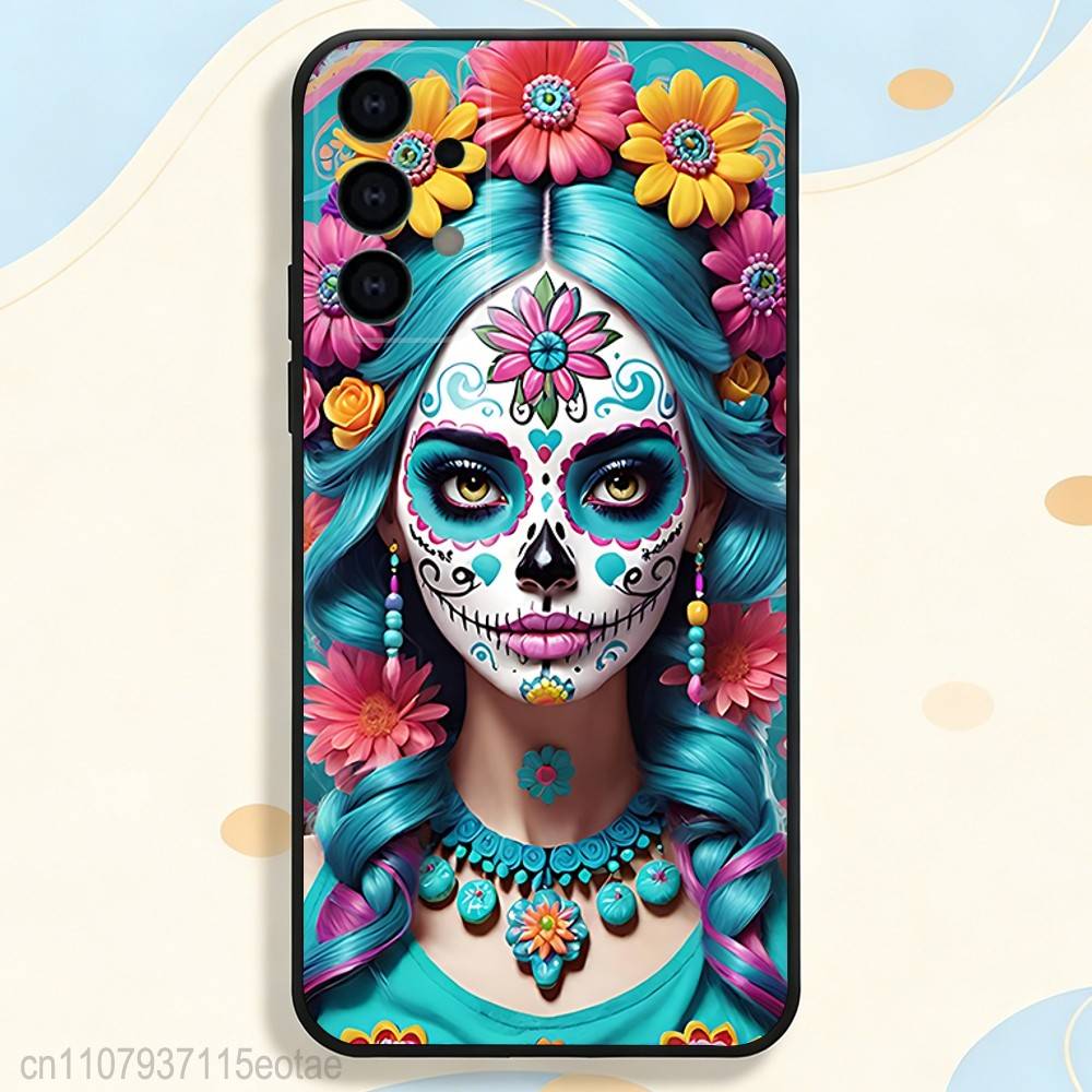 Чехол Day of the Dead Мексиканский Череп ДЕВОЧКА для Samsung Galaxy S21 S25 FE S24 S23 Ultra S20 S9 S22 Plus S10 TPU Чехол