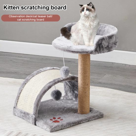 Кошачье дерево с когтеточкой и насестом для кровати, башня для лазанья с подвесным пушистым шаром, сизалевая когтеточка для домашних кошек