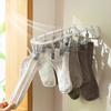 Clothes Drying Rack Multiple Clips Foldable Wall-Mounted Strong Load Bearing Windproof Hanger Drying Clip Household Supplies
