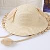 Летние детские соломенные шляпы с двигающимися ушками, широкополая шляпа от солнца, пляжная шляпа, детская панама для улицы, шляпа рыбака