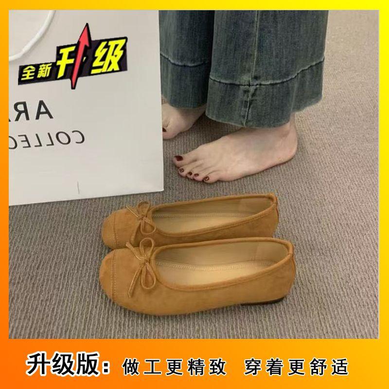 Небольшое горлышко с плоским дном бантиком матовый бархат круглая голова туфли нежные маленькие ароматные балетки с мягкой подошвой осень 2025 новые модели