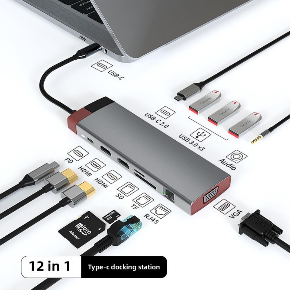 Док-станция типа C USB 3.0 Hub с RJ45 Gigabit Ethernet адаптером Multiport Expander для ноутбука MacBook