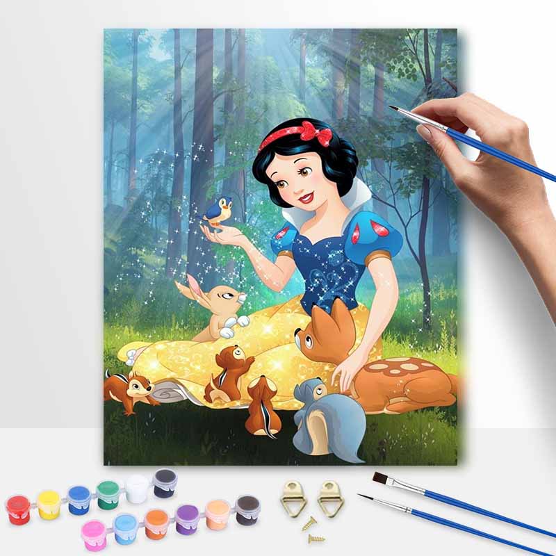 Disney Анимация цифровая масляная живопись Белоснежка сделай сам ручная роспись раскраска домашний декор, набор для рисования по номерам настенное искусство на заказ