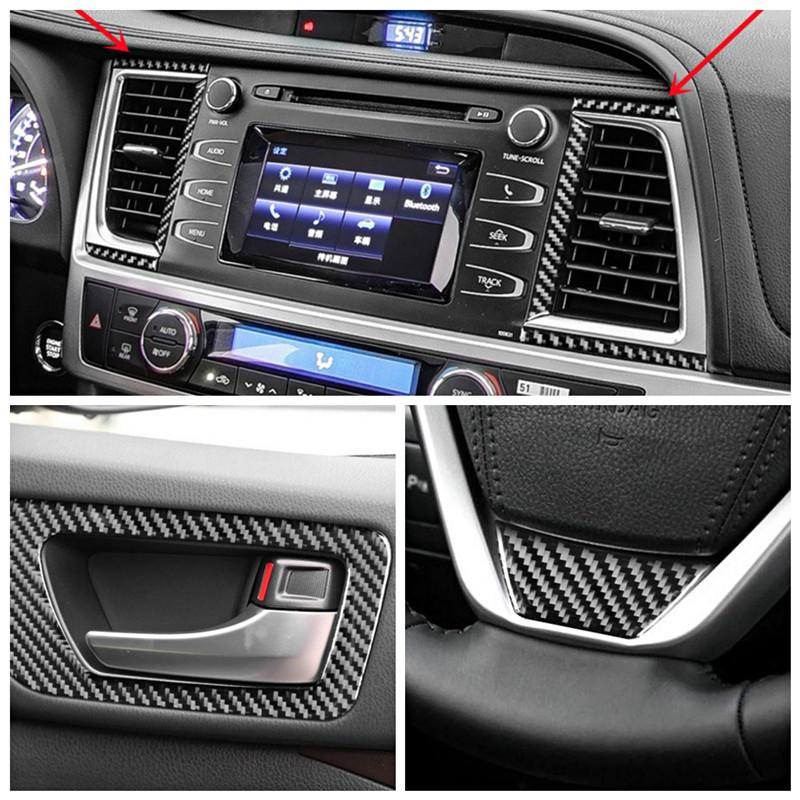 Настоящее углеродное волокно, внутренние декоративные наклейки для автомобиля, полоски, наклейка, чехол для Toyota Highlander 2015-2018, салон автомобиля