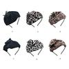 Bowknot Hairhoop Half Caps for Women Elegant Leopard Pattern Headband Nonslip Sweet Fascinator Hairband for Formal Dress