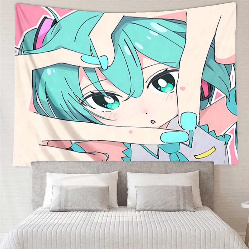Hatsune Miku Tapestry for Bedroom Aesthetic Classroom Tapestries Wall Hanging for Living Room Dorm Office,Ideal Creative Gift