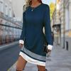 Women Casual Dress Autumn Solid Color Stripes Print Dresses for Women O-neck Short Sleeve Dress Plus Size