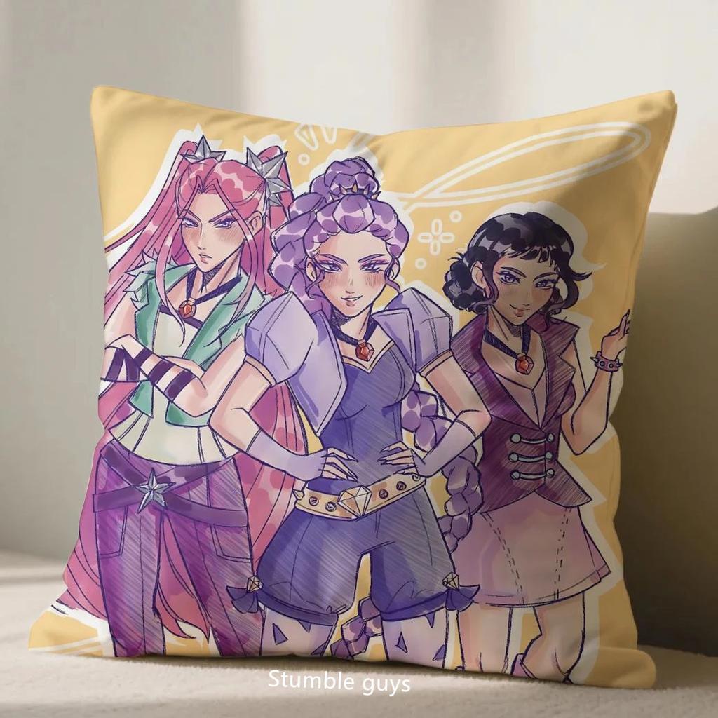 Anime Kpop Demon Hunters Cushion Cover Sofa 45X45cm Pillowcase Soft Fabric