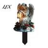 Decorative Lawn Inserts for Christmas Angel Garden Stake, Acrylic Snowy Cottage Yard Sign, 2D Flat Stakes Santa Snowman Ornament Outdoor Pathway