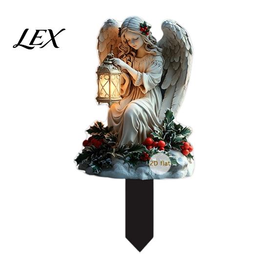Decorative Lawn Inserts for Christmas Angel Garden Stake, Acrylic Snowy Cottage Yard Sign, 2D Flat Stakes Santa Snowman Ornament Outdoor Pathway