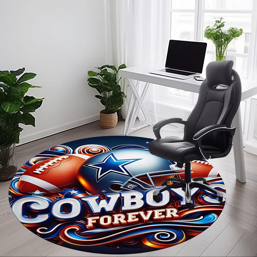 1pc Cowboys Forever Chair Carpet for Office Non Slip, Machine Washable Rug for Office, Room Holiday Decor for Christmas, Birthday Polyester