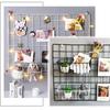 Wall Grid Panel Basket Display Shelf Storage Rack 9.2"x3.9"x3.1" Pack of 2 (White)