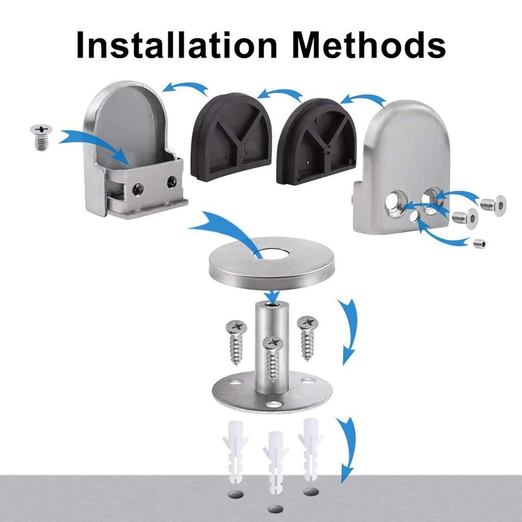Pack of 2 Brushed Silver Stainless Steel Glass Clamps for Panel Pool Fence Mounting Posts 8 10mm Glass Support Brackets