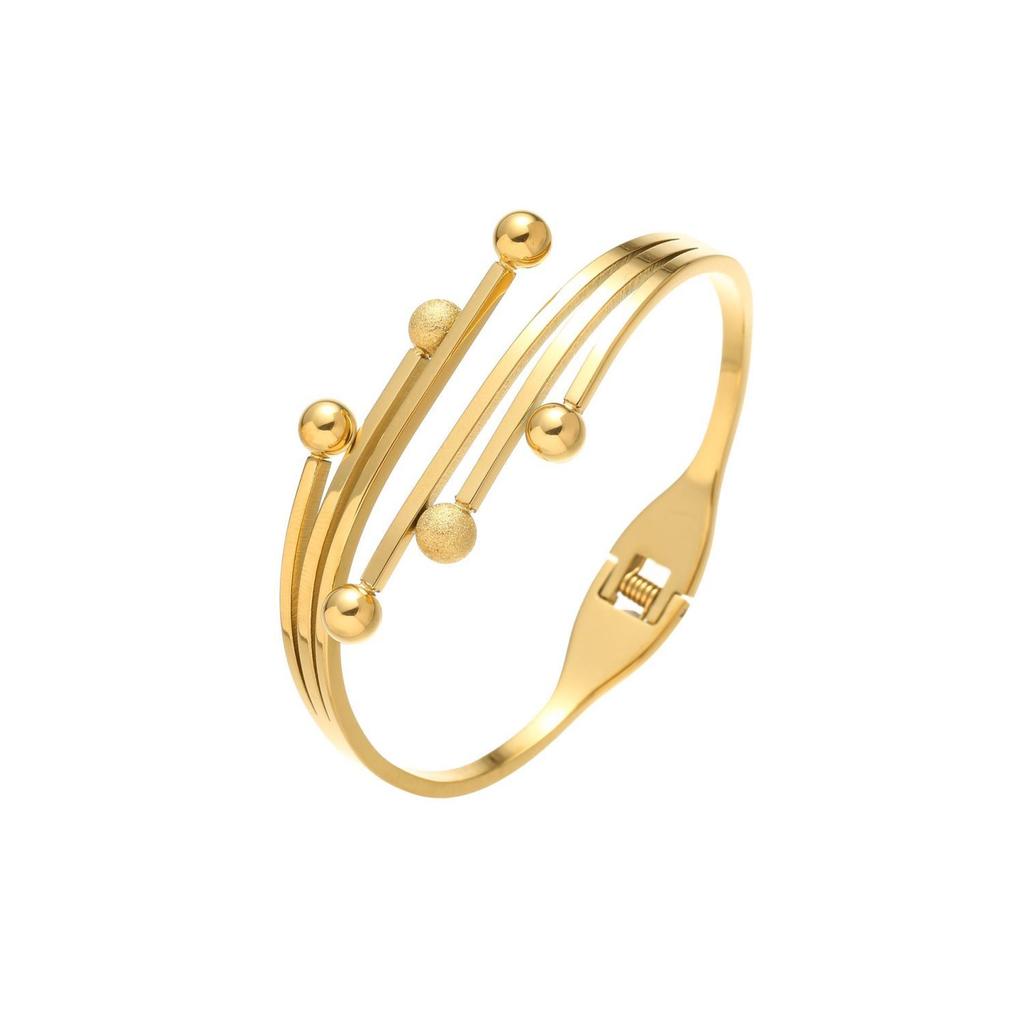 Fashion new European and American geometric leaves personalized titanium steel bracelet with diamonds fashionable versatile bracelet jewelry