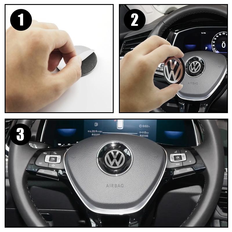 UDXKW1 45mm 50mm Car Steering Wheel Badge For Volkswagen GTI VW Scirocco Polo Golf Passat Tiguan Emblem Stickers Auto Decal Accessories