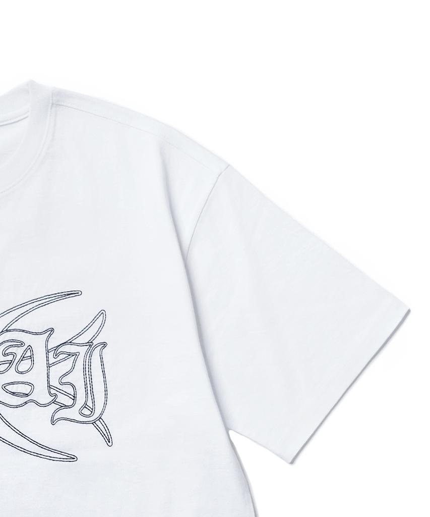 GAKKAI UNIONS Cut-Off Stitch Short Sleeve T-Shirt White