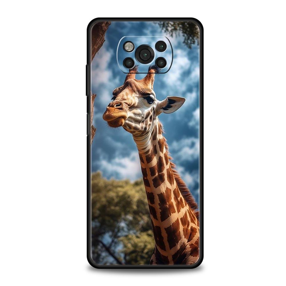 Чехол для телефона для Xiaomi Poco X6 X5 X4 Pro 5G X3 NFC F5 F4 M5 M4 M3 F3 GT C51 C50 C55 Мягкий силиконовый Черный чехол жираф