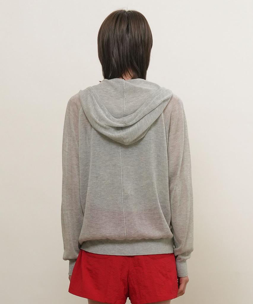 GENERALIDEA Sheer Hooded Knit Pullover [Melange Grey] / Gf2Lkp526