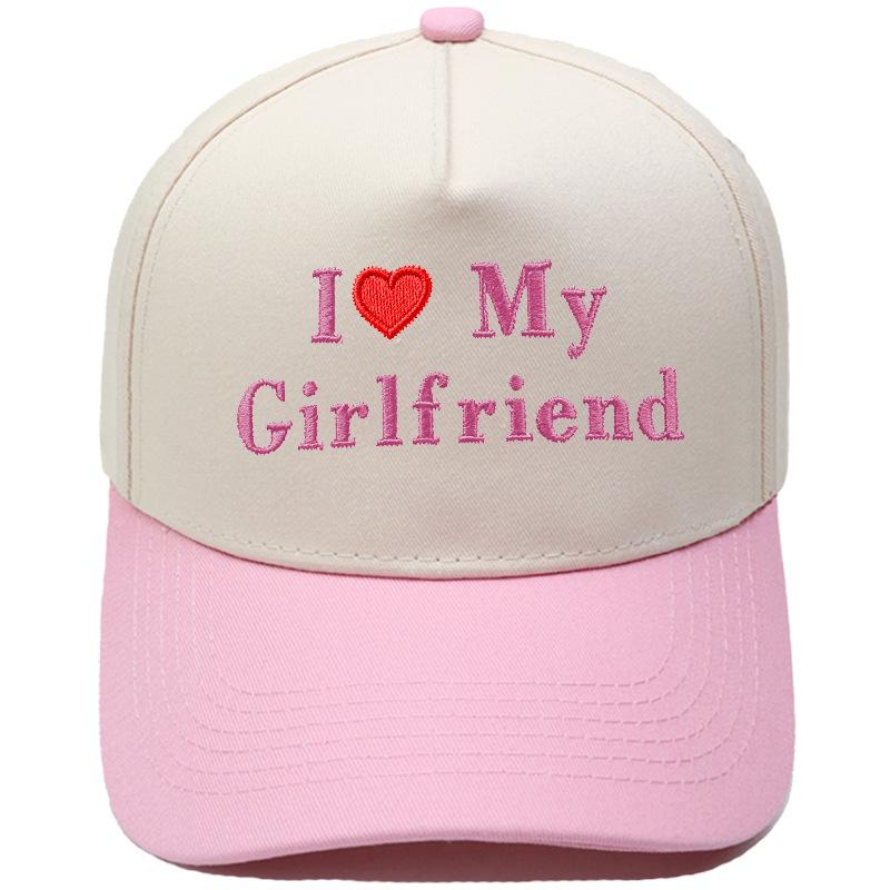 My Girlfriend Love Embroidery Truck Driver Hat Color Matching Vintage Men's and Women's Casual Sun Hat