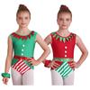 Christmas Gymnastic Leotards for Girl Sleeveless Athletic Dance Bodysuit with Headband Outfit