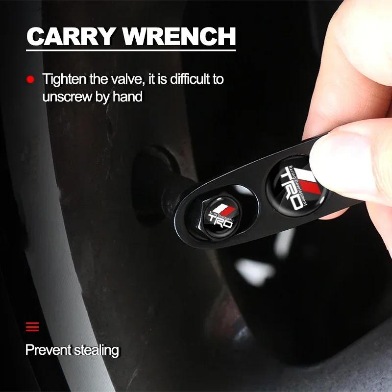 Car Badge Keychain Keyring with Tire Valve Cap Car Accessories for Toyota TRD Chr Avensis Yaris Logo RAV4 Levin Reiz Corolla