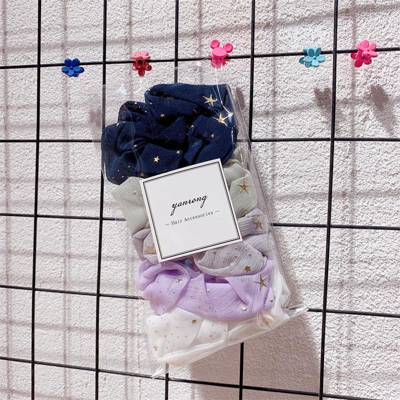 Новые 5 шт./компл. резинки для волос ярких цветов с принтом для женщин, милая повязка для волос, держатель для хвоста, эластичная резинка, модные аксессуары для волос