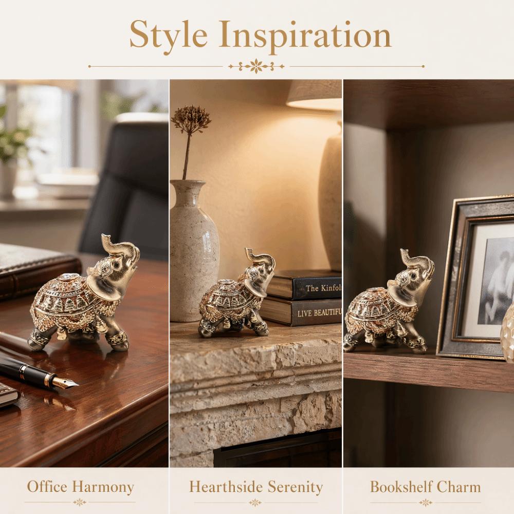 Resin Golden Elephant Figurine Gold Lucky Elephant Decoration Reception Decoration