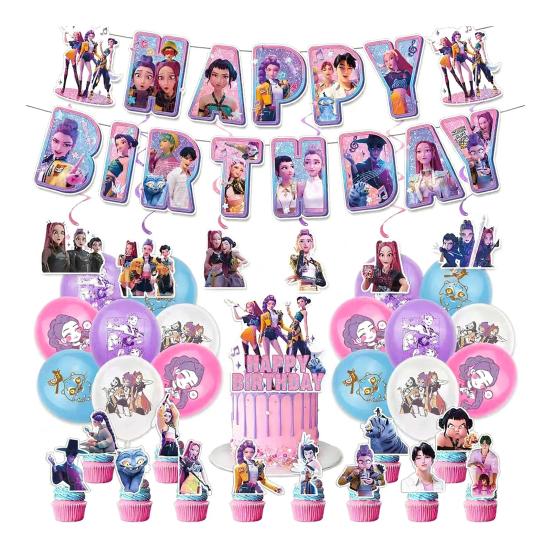 Набор для украшения на день рождения K-POP Witch Squad Тематический баннер, воздушные шары и таблички для празднования в музыкально-танцевальной тематике, фан-встреч, украшения класса