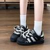 Autumn New Student Trend Casual Sports Shoes Classic Pair of Shoelaces Black Shell Head Board Shoes Women